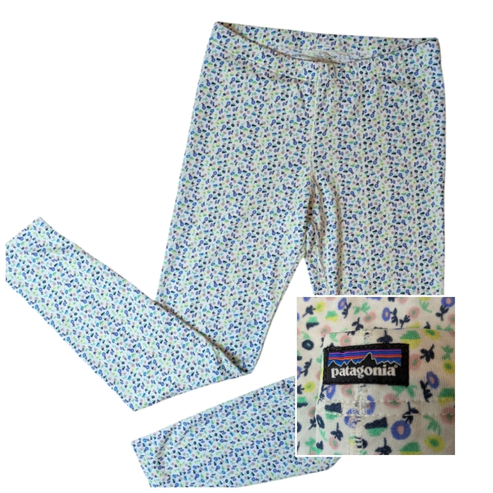 Patagonia Capilene Midweight Baselayer Pants White Purple Pink Floral XXL 14-16